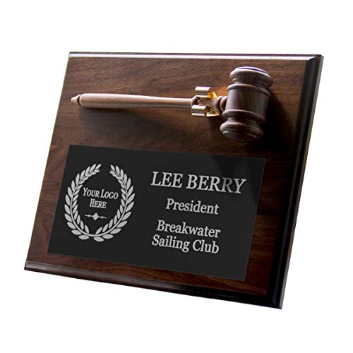 Personalized Gavel Plaques-Offered in Multiple Sizes and Colors. A Great Gift for the Judge, Lawyer, Attorney, Military, Fire or Police Officer in your life (10.5 x 13