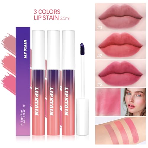 3 Farben Abziehen Lip Stain Tattoo, Peel off Lippenstift Lip Liner Tattoo Matte Finish Lip Stain, Farben ändern Lipgloss Langlebig Wasserdicht Plump Lip Makeup Geschenk Für Frauen