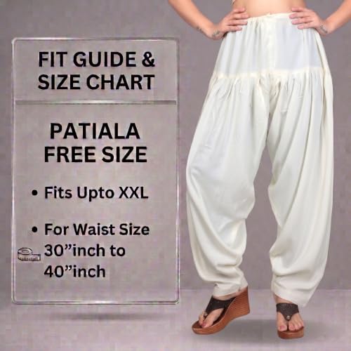 Image of FASHION GALLERY Women's Rayon Relaxed Fit Patiala Salwar with Full Length Drawstring Closure Type and Flexible Waist | Patiala Pant for Woman Free Size Fit Upto XXL