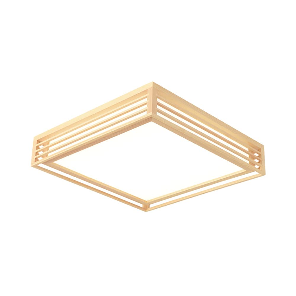 Plafonnier moderne en bois de style japonais avec éclairage LED carré haut de gamme