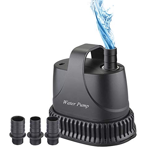 MQ 400 GPH Submersible Water Pump with Handle (25W), Ultra Quiet Pump with 6.9 ft High Lift, Fountain Pump with 3 Nozzles for Fish Tank, Pond, Aquarium, Hydroponics