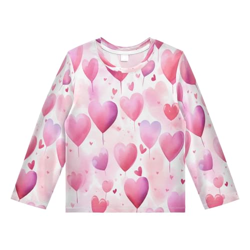 Boys Rash Guard Swim Shirt Long Sleeve UPF+ 50 Sun Shirts Quick Dry Shirt Cute Pink Love for Toddler Kids