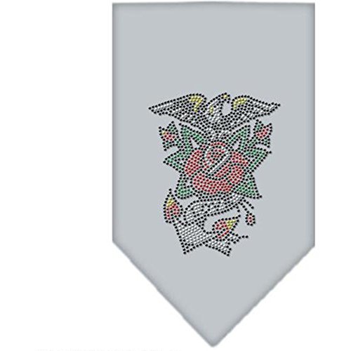 Mirage Pet Products Eagle Rose Rhinestone Bandana, Large, Grey