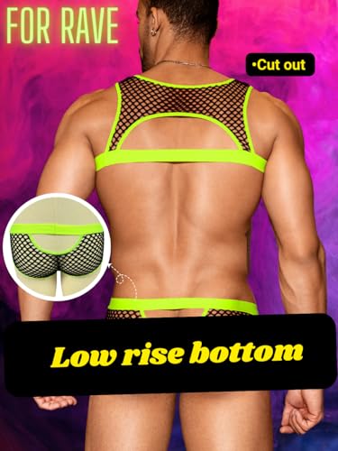 Crop Top For Men, Sheer Fishnet Underwear, Mens Shirt Lingerie Set, Sissy Clothes Glow Rave Man Mesh Sexy Gay3