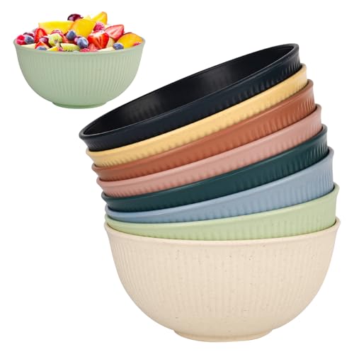 8 cuencos de plástico, 760 ml, reutilizables, ensaladeras irrompibles para niños y adultos, para palomitas de maíz, sopa, cereales, ramen, ensalada, cena
