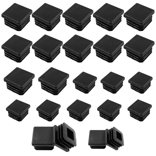 Image of 20 Pack End Cap Square Tubing Black Plastic Plug, for End Caps for Metal Tubing, Chair Leg Inserts for Metal Legs 2 Sizes (1'' Inch 0.75'' Inch)