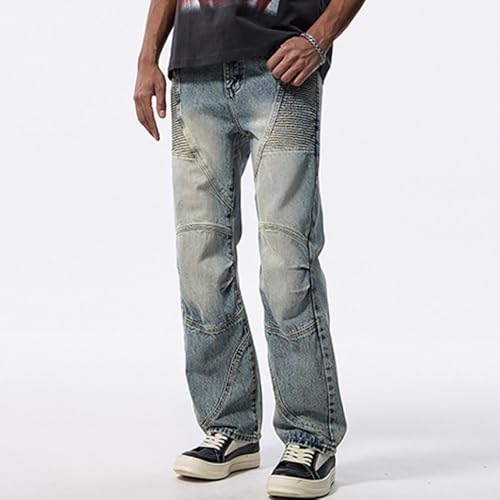 Men's Plus Size Wide Leg Jeans Relaxed Fit Vintage American Wash Loose Straight Work Cargo Pants2