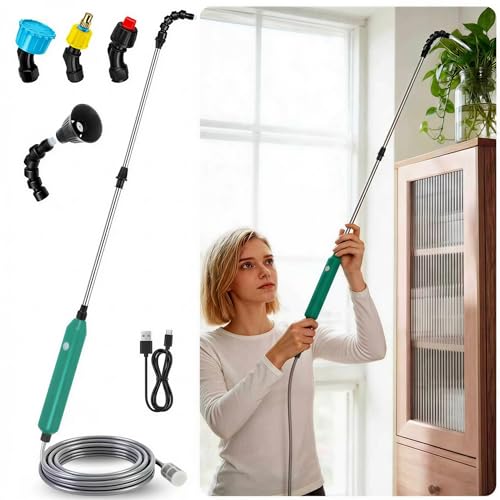 Electric High Reach Plant Waterer - Type C Wireless Hanging Plant Waterer Battery Powered Sprayer Wand with Stainless Steel Telescopic (25.6-34) Indoor Watering Devices