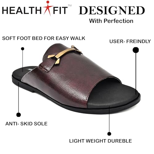 Image of HEALTH FIT Extra Soft Comfortable Traditional Ethnic Chappal /Slippers Wedding & Festive Sliders for Gents /Boys Lightweight flexible TPR sole & Easy-to-wear slip-on design cushioned for Men HF7017