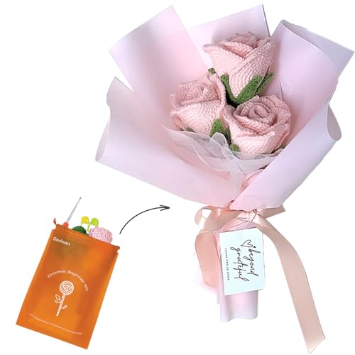 Gochvan Crochet Kit for Adults Beginners Crochet Rose Bouquet Set