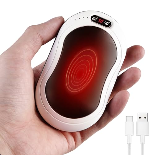 WIYETY - Scaldamani elettrico: 6000 mAh, scaldamani Powerbank, scaldamani elettrico ricaricabile, con display digitale, 3 livelli di calore per famiglie, donne, uomini, inverno all'aperto, nero