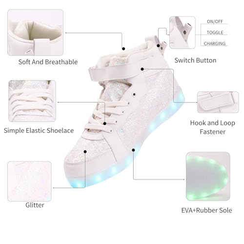 Image of Glitter Led Shoes Light Up Shoes High Top Sneakers for Women Men Flashing Dancing Shoes for Halloween Christmas Party with USB Charging