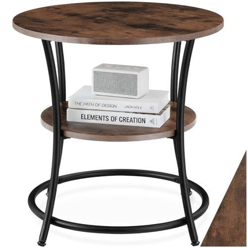 tectake® Table Basse Ronde Ø55 x 56 cm, Bout de canape, Style Industriel, 2 Niveaux, Meuble Salon Chevet de lit Table d'appoint Canapé, Meuble Industriel Salon,...