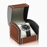 WisePoint Single Watch Case, PU Leather Watch Travel Case with Removable Cushion, Jewelry Storage Case Organizer Portable Square Watch Box Bracelet Holder for Most Watches (brown)