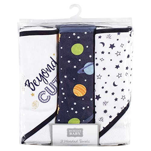 Image of Hudson Baby Unisex Baby Cotton Rich Hooded Towels, Solar System, One Size