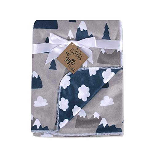 Image of Baby Essentials Sherpa Fleece Baby Blanket 35x30 - Super Soft, Warm Reversible Baby Blankets for Newborns, Infants, Toddlers, and Nursery
