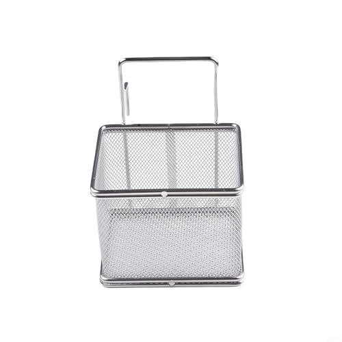 Colador de malla de acero inoxidable con diseño de cesta profunda para cocinar, enjuagar y blanquear fideos y papas fritas (F)