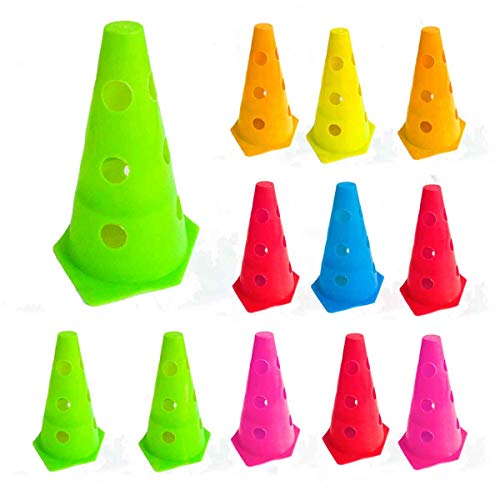 12x Mini Cone Sinalização Esportivo 23cm Agilidade Treino COLORIDO