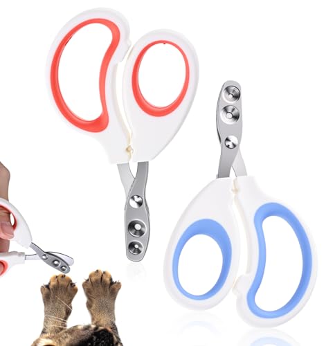 FRCTLNKG 2 Pcs Bearded Dragon Nail Clippers Set, Professional Lizard Nail Clippers and Essential Bearded Dragon Stuff for Reptile Nail Care (Orange, Blue)