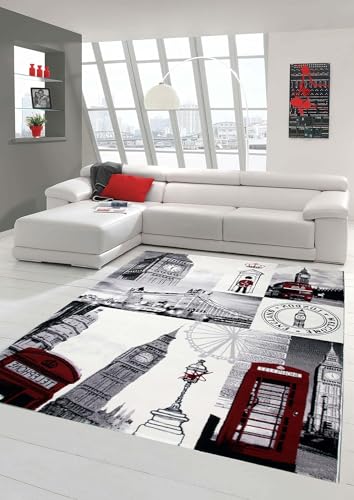 Sxakswol Tapis de Salon Londres Tapis 80x150 cm Tapis Poil Court Moderne Tapis Chambre Royaume-Uni. 3D Doux Lavable Antidérapant pour Entrée, Cuisine,...