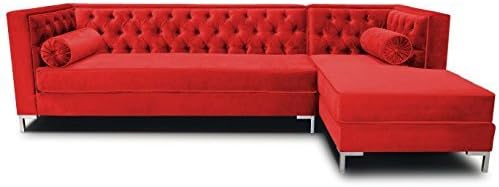 Decenni Tobias 8 Foot Tufted Right Arm Chaise Facing Tone Piping Sectional Cayenne