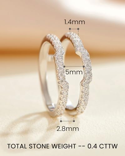 Cubic Zirconia Curved Wedding Band for Women Guard Ring Enhancers Engagement Ring 925 Sterling Silver/Rose Gold Plated/Yellow Gold Plated Size 5-102