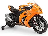DISEÑO ERGONÓMICO: dotada de freno eléctrico y acelerador en el puño derecho del manillar, el niño se sentirá totalmente cómodo manejando esta moto eléctrica
