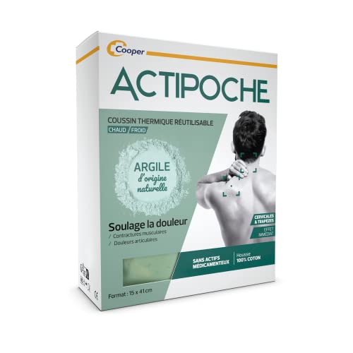ACTIPOCHE - Cojín térmico - Termoterapia - Contracturas musculares y dolor articular - Cervical y trapecio - Arcilla - 1 unidad