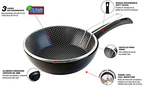Poêle à Frire WECOOK! Ecogreen 16cm Induction - Antiadhésive XYLAN Plus Écologique, Aluminium Pressé 3mm
