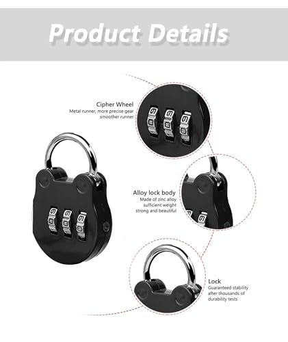 Image of 6 Pcs Number Lock, TSA Locks for Luggage, Number Locks for Door Resettable Pin Number Padlock Smart Lock for Bag Small Lock for School Gym Locker Sports Locker Fence Toolbox Gate(6 Colors)