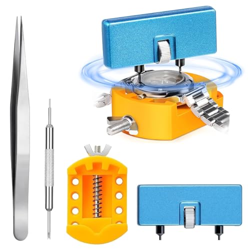 Image of Serplex Watch Repair Tool Kit with Case Opener, Tweezers, Precision Screwdriver & Case Holder, Watch Back Removal Tool Set with Accessories for Battery Replacement, Only for Grooved Watches