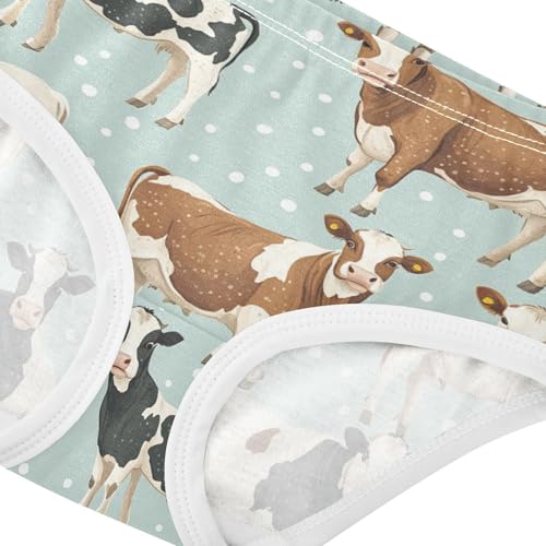 Wusikd Cows Girls' Underwear Cotton Poses Polka Girls Briefs Soft Toddler Underwear 2T4