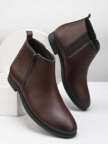 Image of FENTACIA Leather Chelsea Boots for Men | Men Ankle Slipon Boots