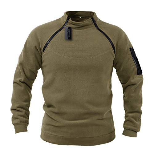 ZAPT Chaqueta táctica de forro polar militar Polartec Thermal Pro forro polar grueso y cálido - Marrón - XX-Large