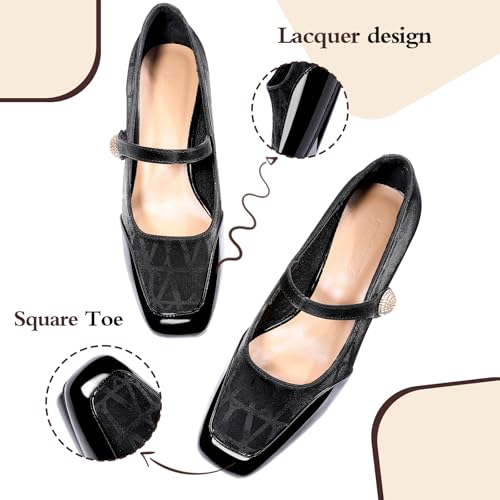 Trakxy Women's Mary Jane Heels - Chunky Block Heel Pumps with Square Toe & Buckle Straps, Comfortable Dress Shoes for Wedding, Office, Classic Chic Low Heels2