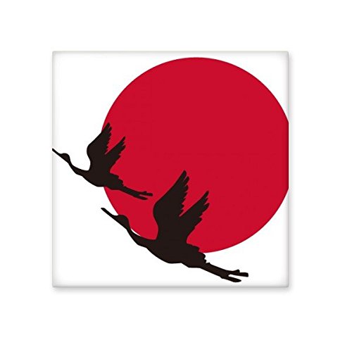 Carreau céramique style japonais oies rouge et noir illustration ronde de cuisine