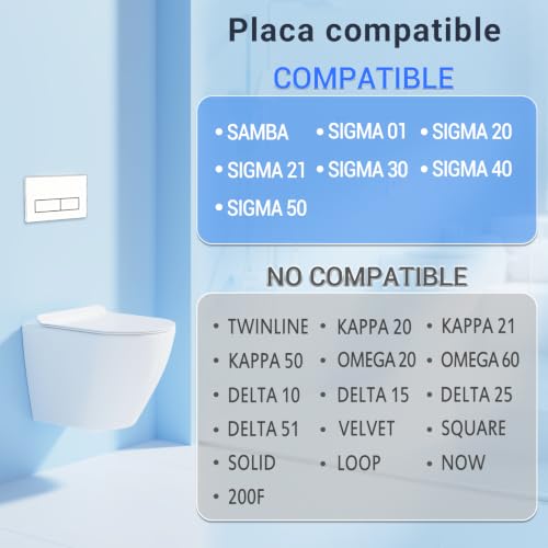 Miniatura 5 de Mendorio Placa De Accionamiento Wc, Compatible Con Geberit, Sigma, Up300 Y Up320, Tamaño De La Placa De Doble Descarga 245 164mm, Incluye Kit De Palanca De Descarga Y Marco De Instalación. Cromado .