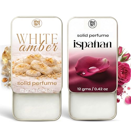 Image of Dr.Mashur Solid Perfume |White amber&Ispahan Alcohol Free Wax Perfume Balm, Long Lasting | Pocket Tin 12g, Pack Of 2| Non Greasy Smooth Glide, Travel Friendly Unisex Gifts He Or Her