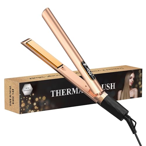Plancha de pelo mini color dorado con pantalla LED