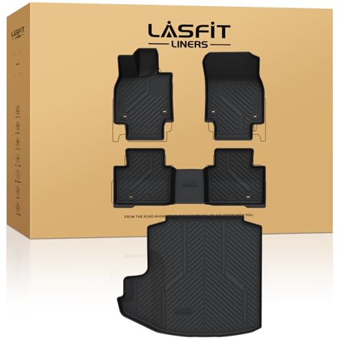 Image of LASFIT Floor Mats & Trunk Mat for Toyota Crown 2023-2026 (Not Fit Crown Signia) All Weather TPE Mats Custom Fit 1st & 2nd Row Full Set Car Mats and Cargo Liner, Black