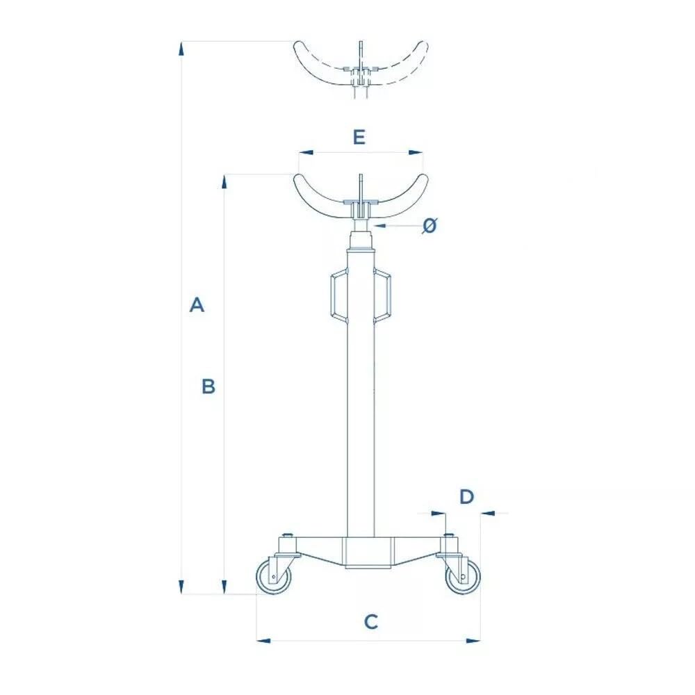 OMCN Sollevatore Idraulico da Fossa Professionale, Sistema di Sollevamento Mobile con Ruote, Modello SIF 1/73 250 KG