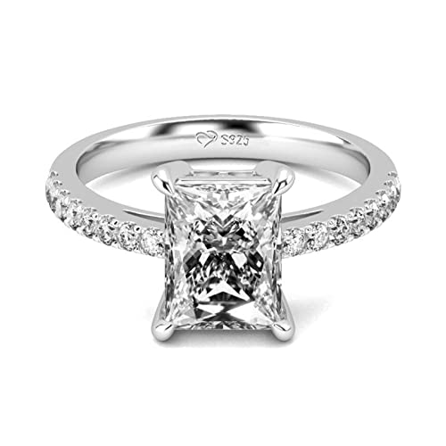 Bague de fiançailles diamant coupé argent 925 classique pour demande en mariage femme