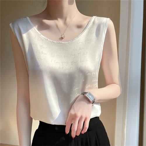Women Silk Camisole Ladies' Loose Knitted Vest Thin Sleeveless Tops Suit Inside Satin Sling Mulberry Silk Base Shirt4