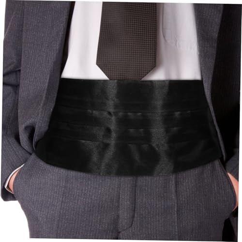 VALICLUD Men's Satin Cummerbund Bow Tie Formal Tuxedo Accessories for Weddings Black Tuxedo Tie Luxury Belt for Men4