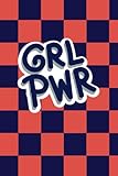 Girl Power red and blue checkered notebook