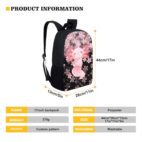 Upetstory Cute Axolotl Backpack for Kids School Bag 4-in-1 Bookbag Set with Lunch Box Pencil Case Water Bottle Sleeve for Teen Girls Boys Schoolbag Elementary Preschool Bookbag Satchel2