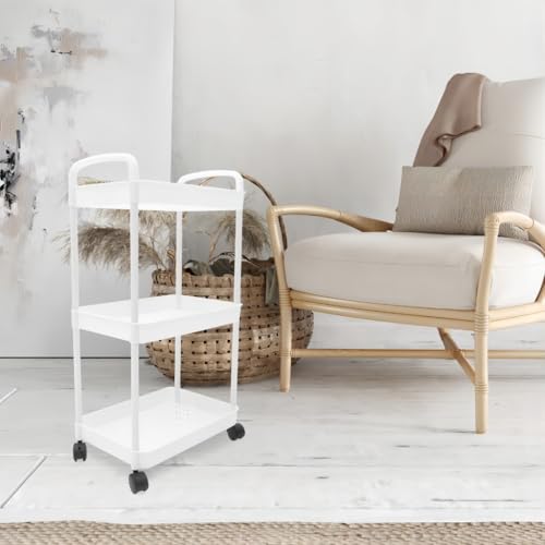 Carrinho Plástico Multiuso Com Rodinha 360º Para Sala/Cozinha e Banheiro Com 3 Andares Branco