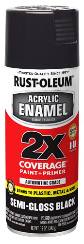 Image of Rust-Oleum 271915 Acrylic Enamel 2X Spray Paint, 12 oz, Semi-Gloss Black, (Pack of 1)