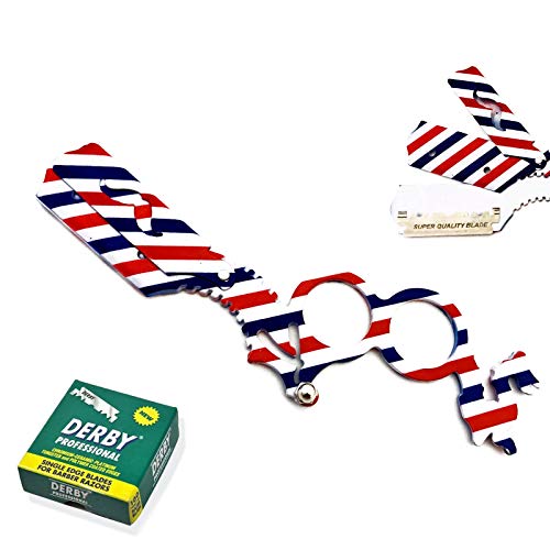 Hector Beauty Supply Classic Red Straight Razor for Men - 100 Blades - Professional Barber Shop & Salon Use - Double Edge, Durable Metal Razor