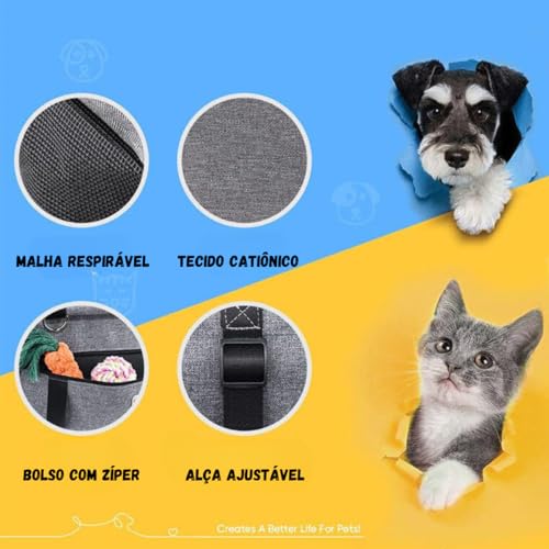 Cadeirinha Assento Pet para Carro - Conforto e Segurança para Pets até 10kg - Acolchoada e com Cinta